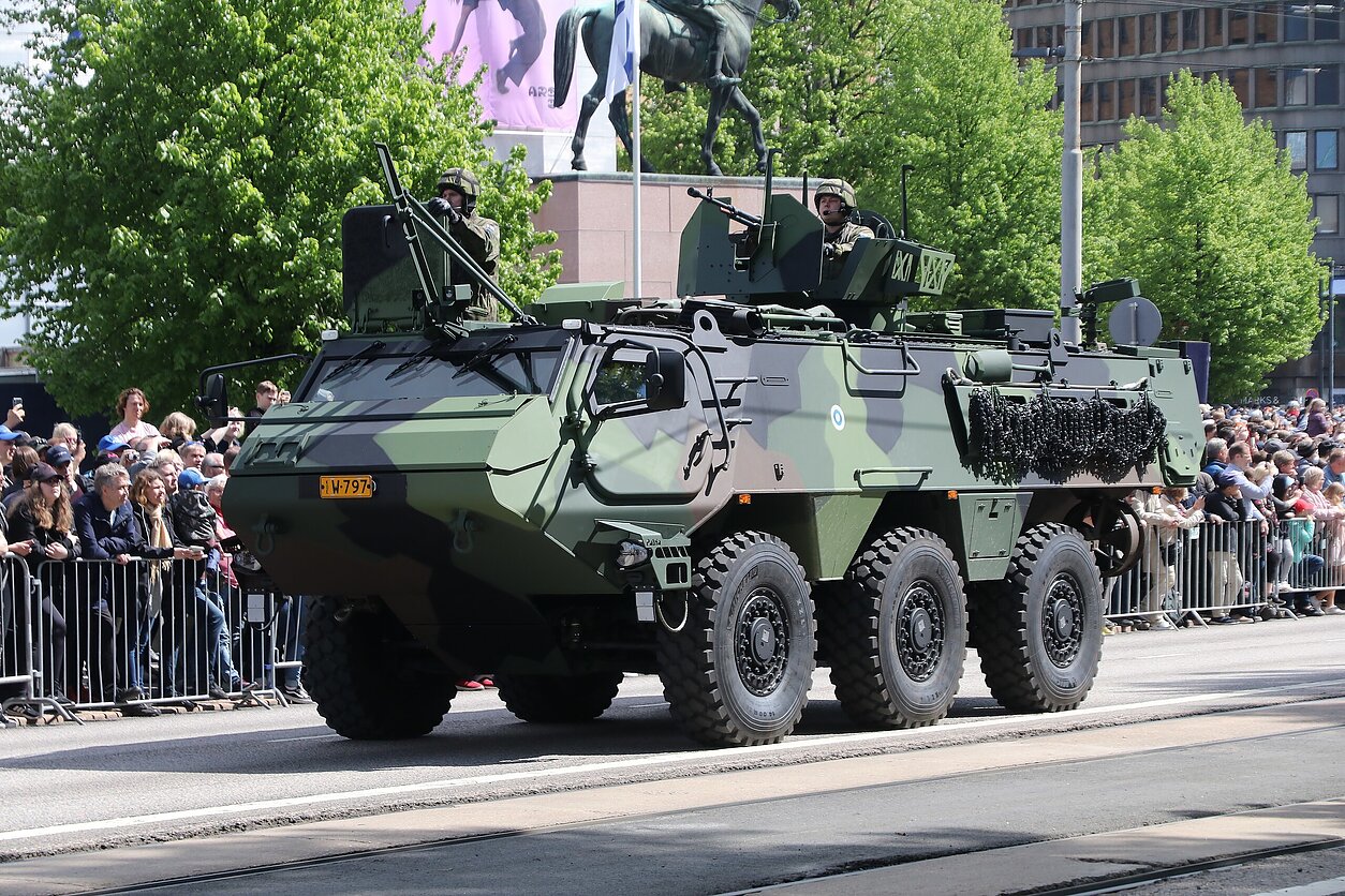 The Patria armoured personnel carrier prouced by Finland. The Patria armoured personnel carrier prouced by Finland.