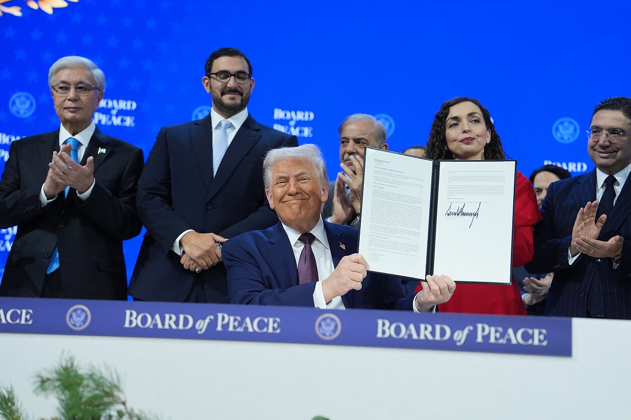 Donald Trump signing the charter of his so-called Board of Peace Donald Trump signing the charter of his so-called Board of Peace