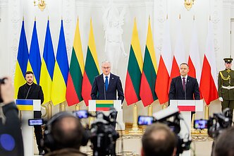 Volodymyras Zelenskis, Gitanas Nausėda ir Karolis Nawrockis Volodymyras Zelenskis, Gitanas Nausėda ir Karolis Nawrockis