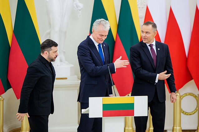 Volodymyras Zelenskis, Gitanas Nausėda ir Karolis Nawrockis Volodymyras Zelenskis, Gitanas Nausėda ir Karolis Nawrockis