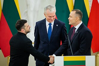 Volodymyras Zelenskis, Gitanas Nausėda ir Karolis Nawrockis Volodymyras Zelenskis, Gitanas Nausėda ir Karolis Nawrockis