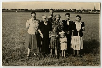Stanislava Venclauskienė with her daughter Danutė (far left), the family of former foster child Algirdas Jakševičius (centre) and foster child Marius Venclauskis (second from right), in Germany. Stanislava Venclauskienė with her daughter Danutė (far left), the family of former foster child Algirdas Jakševičius (centre) and foster child Marius Venclauskis (second from right), in Germany.